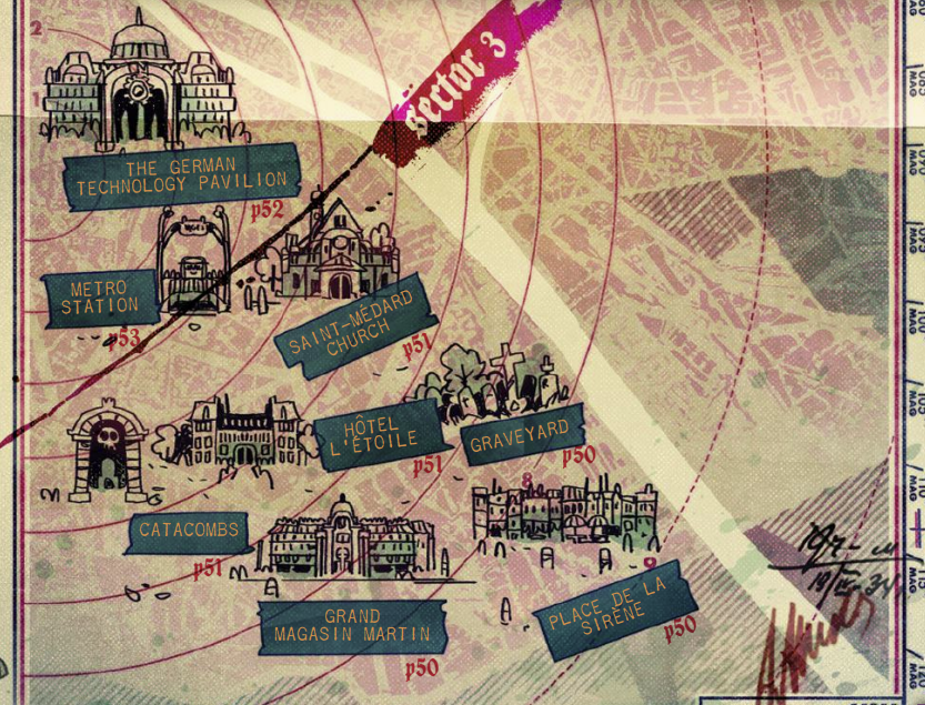 A stylish map of Paris from the Eat The Reich rulebook