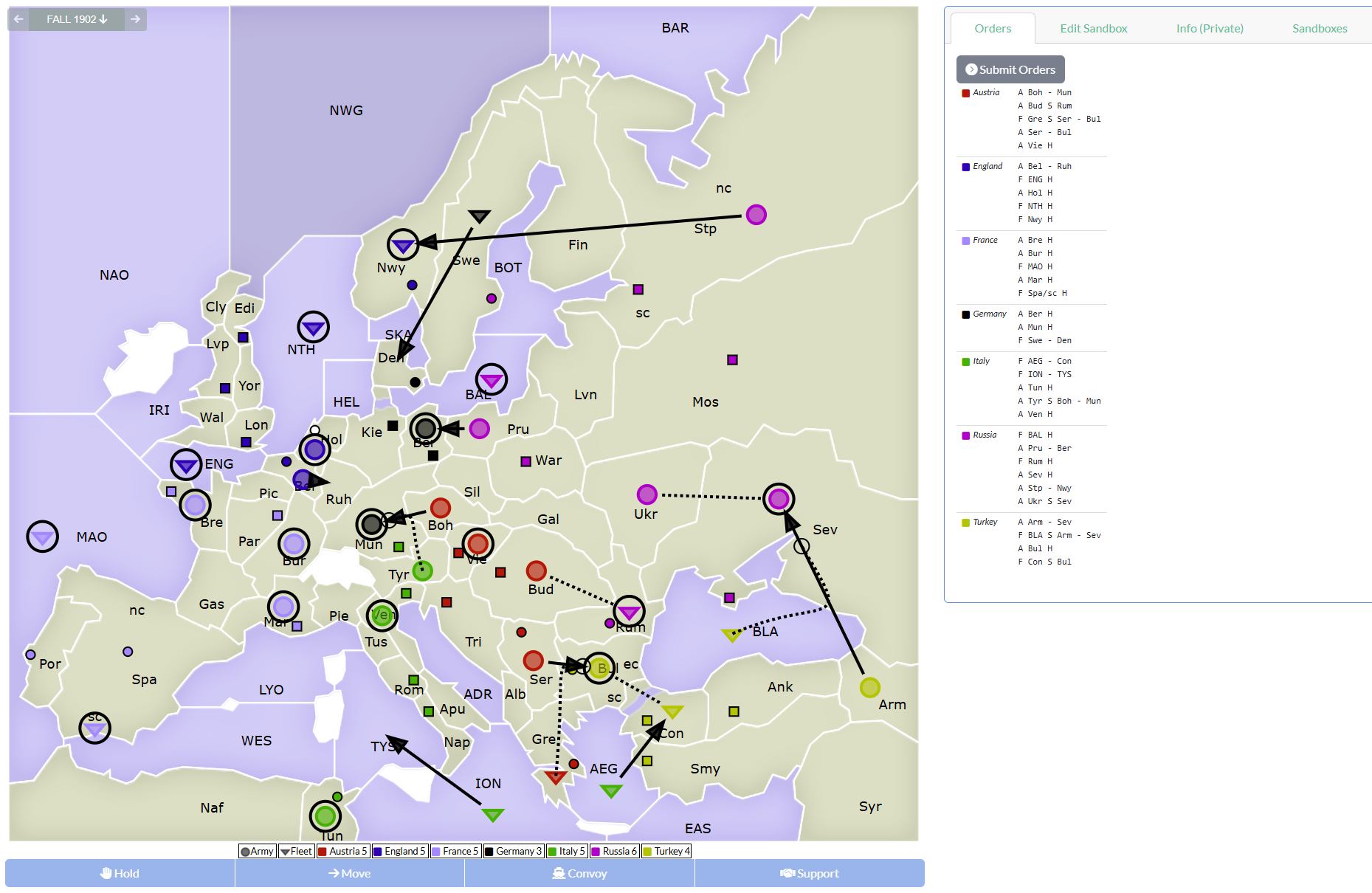 The interface of Backstabbr, lots of lines and arrows going everywhere