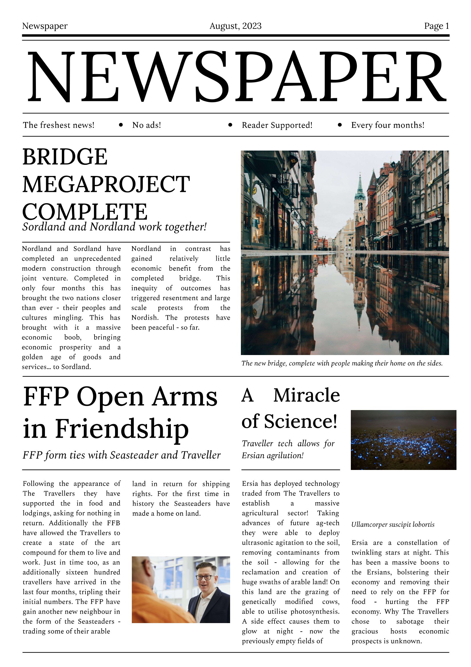 An in universe newspaper from the matrix game that I ran. I got over writing these up in character after a few weeks but it was fun!